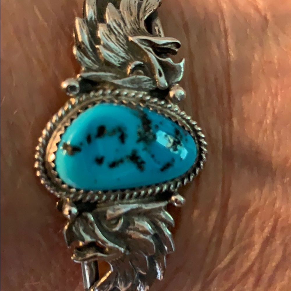 Unique Southwest Bracelet Sterling Eagle Heads EUC